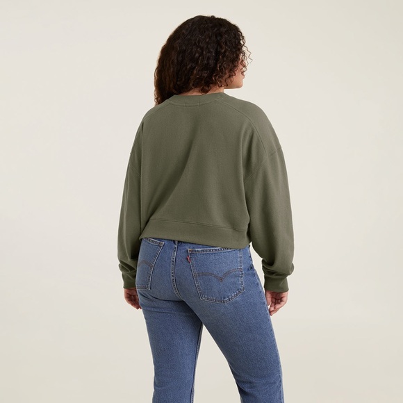 Nuuds Cropped Crewneck Sweatshirt in Olive Size XS - Picture 4 of 14